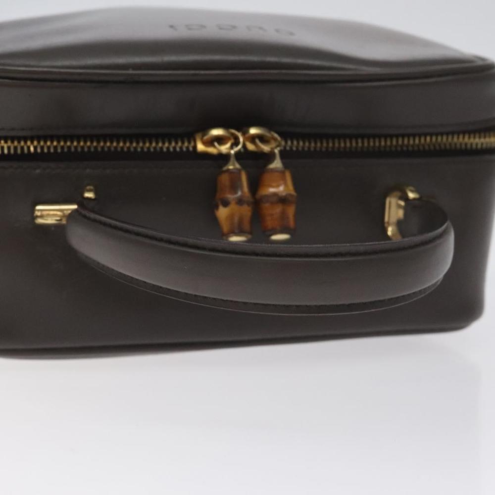GUCCI Bamboo Hand Bag Patent leather Dark Brown Gold 000 270 0323 Auth 129452 - Picture 7 of 16